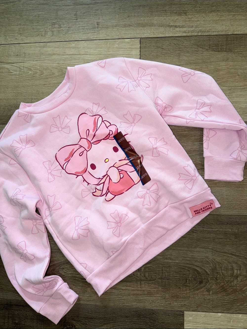 Hello Kitty Light Pink Bow Graphic Crewneck Sweatshirt for Kids